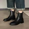 Bienvenido al Festival de Mediados de Otoño~Colección de Otoño 2026: Botines de cordones tipo brogue de piel de becerro lavada de primera capa, botas Martin retro