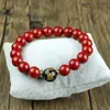 Pulseira de Cinábrio Dourado Púrpura 10mm Círculo Único Mais Acessórios Pulseira de Cinábrio Masculina e Feminina Ano Animal Pulseira Vermelha Bênção de Paz