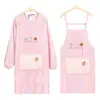 Bata de Dibujos Animados Delantal de Lona Fresca Cocina Casera Anti-Manchas Delantal de Cocina para Adultos Ropa de Trabajo Transpirable para Mujeres