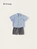 Ropa Infantil Yubao Verano Nuevo Traje de Ropa para Niños Camisa Simple Casual a Rayas Shorts Casuales Conjunto de Dos Piezas