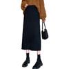 Nueva Falda de Punto Elegante de Longitud Media con Abertura para Mujer, Temporada Primavera y Otoño, Cintura Alta y Cadera Tejida, Falda de Corte A Adelgazante