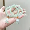 Pulsera de Jade Aventurina Natural, Pulsera de Jade Flor Trompeta de Aventurina Color Agua Clara, Joyería al por Mayor de Pulsera de Cuentas Redondas para Hombres y Mujeres