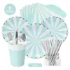 Conjunto de utensílios de mesa descartáveis coloridos para festa de aniversário Tema Decoração para Mesa de Sobremesas 8 Peças