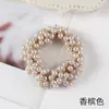 Elástico de Cabelo com Pérolas Artificiais para Meninas Anéis de Cabelo Estilo Coreano Tira de Cabelo Elástico de Cabelo Feminino Simples Pequeno Estilo Chanel Flor de Cabelo para Estudantes Acessório de Cabeça