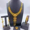 Juego de Joyería Calada de Flor Chapado en Oro de 24K 2023 Dubai Collar Aretes Pulsera Anillo Medio Oriente Joyería de Dubái
