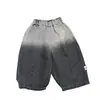 Pantalones vaqueros lavados de estilo coreano para niños, con color degradado, diseño de costura 3D, cintura elástica, versátiles pantalones cargo de pierna ancha