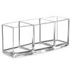 Caja de almacenamiento de brochas de maquillaje transfronteriza de plástico transparente de 3 compartimentos, portalápices, cubo de almacenamiento para labiales y lápices de cejas, almacenamiento de cosméticos de escritorio