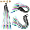 Pelucas Trenzadas de Colores Estilo Europeo y Americano, Coletas de Color Degradado, Trenzas de Espiga de Celebridades de Internet, Trenzas de Boxeadora de Tres Hebras para Discoteca