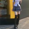 Terno para Estudantes do Sexo Feminino Camisa Jk Original Estilo Puro Luxo Camisa Cinturada Saia Xadrez Okuriya Saia Curta Uniforme Conjunto de Duas Peças