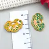 Colgante de Calabaza Dorada Hueca Estilo Antiguo Flor de Loto Aleación Esmalte Doble Agujero Abanico de Plátano Vintage Accesorios para Collares y Pendientes DIY