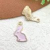 Acessórios para Joias DIY Cor Dourada K Pingente de Liga de Esmalte Colar Pulseira Charme Gato Cartoon Coelho da Páscoa
