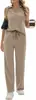 Conjunto Feminino Novo Estilo 2026 para Comércio Exterior Transfronteiriço Europeu e Americano da Amazon: Top Casual Elegante com Decote em V e Calça de Cintura Alta Roupas Femininas
