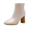 Botas de Cuero Patentado Simples para Mujer Estilo Europeo y Americano para Otoño e Invierno Botas Cortas de Caballero Botas con Tacón Grueso 32-48 Botas de Comercio Exterior de Amazon