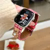 Bordado de Oso Tridimensional Correa de Cuero a Cuadros Adecuada para Apple Watch Iwatch12 Generación 11/10Ultrase