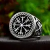 Guerrero de Acero hacha doble vikinga retro anillo de acero de titanio venta al por mayor comercio exterior transfronterizo moda anillo de acero de titanio para hombre