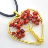 Colar Árvore da Vida de Cristal Natural Ágata Gema Colorida Phnom Penh Árvore da Fortuna 30mm Formato de Coração Cascalho Enrolado Pendente