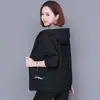 2026 Nueva Moda de Primavera con Capucha Suelta Tallas Grandes Casual Corta Cortavientos para Mujeres Petite