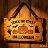 Nuevo producto transfronterizo: Decoración plana de madera para ambiente de fiesta de Halloween, adorno colgante para exteriores para patio y recibidor