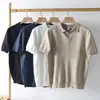 Estilo Maduro Ligero Verano Delgado Camisa Polo Casual Slim para Hombre Moda Retro Americana Camiseta Simple de Manga Corta para Hombre a la Moda