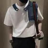 Costura de Mezclilla Manga Corta para Hombre Verano Nueva Moda Marca Diseño Sensación Nicho Ropa para Chicos Sensación de Alta Gama Camiseta para Hombre Moda