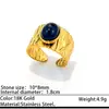 Anillo Abierto de Acero de Titanio Imitación Ágata Negra Retro Chapado en Oro de 18K, Resistente al Color, Sensación de Alta Gama, Joyería de Acero Inoxidable para Manos al por Mayor