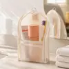 Bolsa de armazenamento de artigos de higiene pessoal autoportante, bolsa de armazenamento de viagem multifuncional, bolsa de armazenamento portátil com divisórias para cosméticos