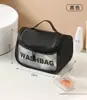 Nueva Bolsa Cosmética Transparente Bolsa de Lavar Mate PU Bolsa de Baño con Tapa PVC Translúcido Gancho Portátil Bolsa de Almacenamiento