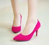 Zapatos de gamuza simples de boca poco profunda con punta de una sola capa Botines europeos y americanos de primavera y otoño para mujer tacones altos tallas 31-47 zapatos de comercio exterior