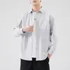 Camisa de algodão com gola virada e mangas compridas para homens, novo estilo japonês 2026, cor sólida, simples, de alta qualidade, jaqueta casual versátil