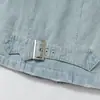Chaqueta de Mezclilla Rayada con Degradado Lavado para Hombre, Estilo Primavera y Otoño, Diseño Holgado Estilo Urbano, Chaqueta de Trabajo con Solapa Estampada