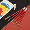 Pincel de acuarela de tubo de cobre de nylon Paquete de 5 rojo diy comercio exterior arte acuarela acrílico óleo pincel suministro directo de fábrica