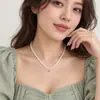 Colar de Pérolas Simples Estilo Francês Feminino Corrente de Pescoço de Alta Qualidade Corrente de Osso do Pescoço Nicho Retrô Acessórios Elegantes para Namorada