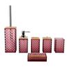 Fabricantes de capa de bambu de diamante de plástico para banheiro, atacado, lavagem de cinco peças, copo de gargarejo para banheiro, conjunto de cinco peças para copo de dente