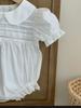 Vestido Estilo Coreano para Niña con Adorno de Encaje, Cuello de Muñeca, Mameluco Blanco, Vestido de Princesa Versátil para Bebés, Conjuntos Coordinados para Hermanas