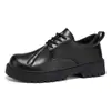 Zapatos de Hombre Estilo Nuevo Primavera 2026 con Diseño de Punta Ancha, Zapatos de Hombre Estilo Retro Casual con Suela Gruesa, Zapatos de Hombre Clásicos Negros Estilo Británico que Aumentan la Altura