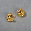 Pendientes de plata S925 con anillo pequeño de tres capas de metal de alta calidad, pendientes de moda para el viaje diario, pendientes de temperamento simple que combinan con todo.