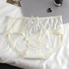 Roupa Íntima Feminina Doce Renda Malha Vazada Laço Algodão Puro Virilha Calcinhas Femininas Respiráveis e Xadrez