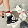 Muñeca Gatito Calcetines de Moda Lindos Versátiles Principios de Otoño Nuevos Calcetines de Dibujos Animados Muñeco de Felpa Tridimensional Letras Calcetines de Caña Media