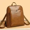 Mochila de Couro Wax Oil para Mulheres 2026 Nova Moda Bolsa de Viagem Mochila para o Dia a Dia Feminina Mochila Escolar Retrô Atacado