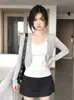 Chaqueta cárdigan fina gris protectora del sol para mujer, estilo coreano de verano, casual y relajada, chal corto ligero para usar por fuera