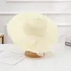 Chapéu de Praia de Aba Larga de Verão com Fita para Mulheres, Proteção Solar, Chapéu de Sol que Cobre o Rosto para Férias na Praia, Chapéu de Palha Fashion para Viagem