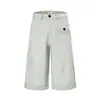 A150 Moda callejera americana unisex de alta gama color liso diseño deconstruido shorts vaqueros holgados cortos para hombre