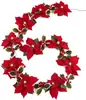 Fio de Luz Vermelha de Flor de Natal, Fio de Luz Vermelha de Primeira Linha, Flor de Veludo Imitação, Decoração de Guirlanda da Amazon, Caixa de Bateria à Prova d'Água