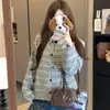 Conjunto de Estilo Rayado con Cuello Redondo 2026 Otoño/Invierno Nuevo Diseño Rayado Perezoso Vintage Suéter de Punto Versátil Casual para Mujer