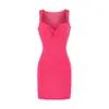 Diseño Puramente Deseable Vestido de Tirantes Bodycon Nudo Retorcido Verano Nueva Moda Corte Ajustado Color Sólido Vestido Corto Chica Popular
