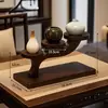 Estante de Exhibición de Madera Maciza en Color Nogal, Juego de Té Estilo Chino, Vitrina de Mesa para Sala de Té, Estante de Almacenamiento Multicapa Estilo Antiguo, Específicamente para Salas de Té