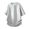 Camiseta de Manga Corta Desestructurada con Tachuelas y Pliegues Estilo Retro Americano para Hombre, Chaleco de Verano de Moda para Pareja, Top Holgado Pesado de Corte Cuadrado