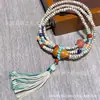 Nuevo Pulsera y Collar Original Bodhi Estrella-Luna de Múltiples Círculos con Calabaza de Piedra Rosa y Verde Oliva Suave