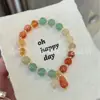 Pulseira de Jade Dourado de Seda Natural, Pulseira Amarela de Jade de Três Círculos, Pulseira Dourada de Seda de Jade com Vagem de Lótus Colorida para Homens e Mulheres