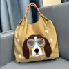 Bolsa de Lona Bordada Ecológica Grande Capacidade Nylon Transversal Tote Bolsa de Ombro para o Dia a Dia Compras Bolsa Tote